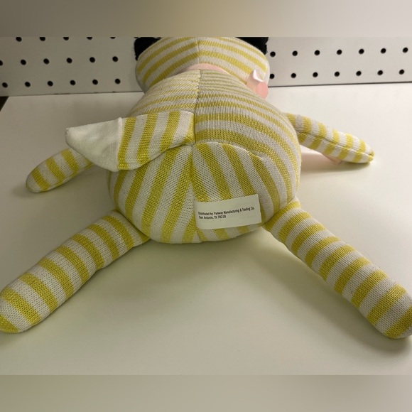 Parkway Striped Yellow and White Knit Fox Plush Stuffed Toy Pink Heart Bow 15" - Picture 13 of 16